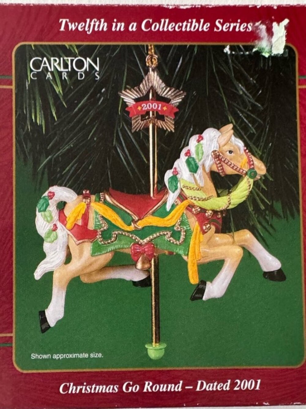 Carousel Horse Christmas Go Round Ornament #53 - Dated 2001 Carlton Cards 2001